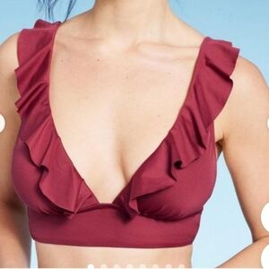 NWT Shade & Shore Women's Burgundy Bikini top